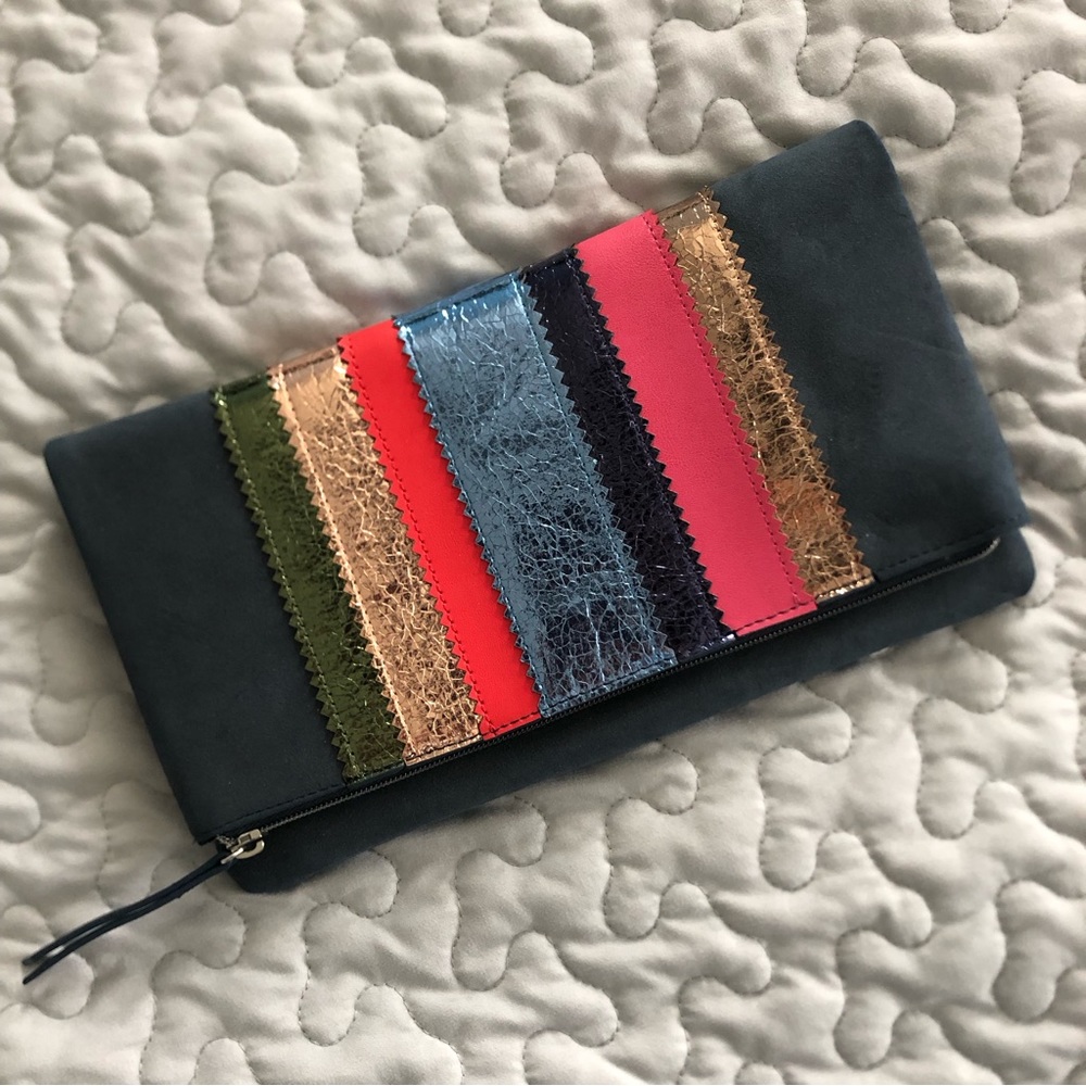 Stella & Dot Navy Metallic Holiday clutch NEW